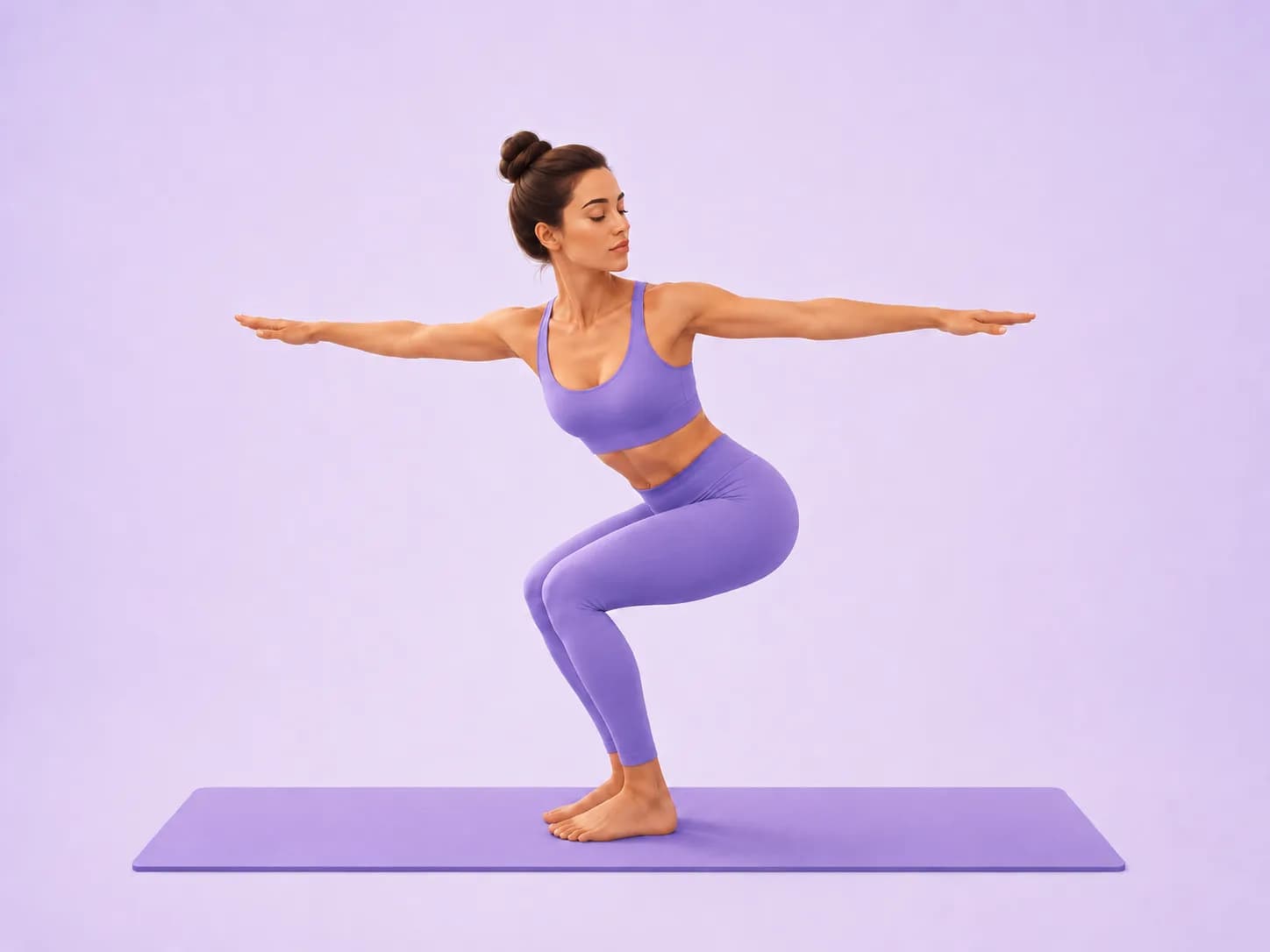 Revolved Chair With Arms Extended yoga pose
