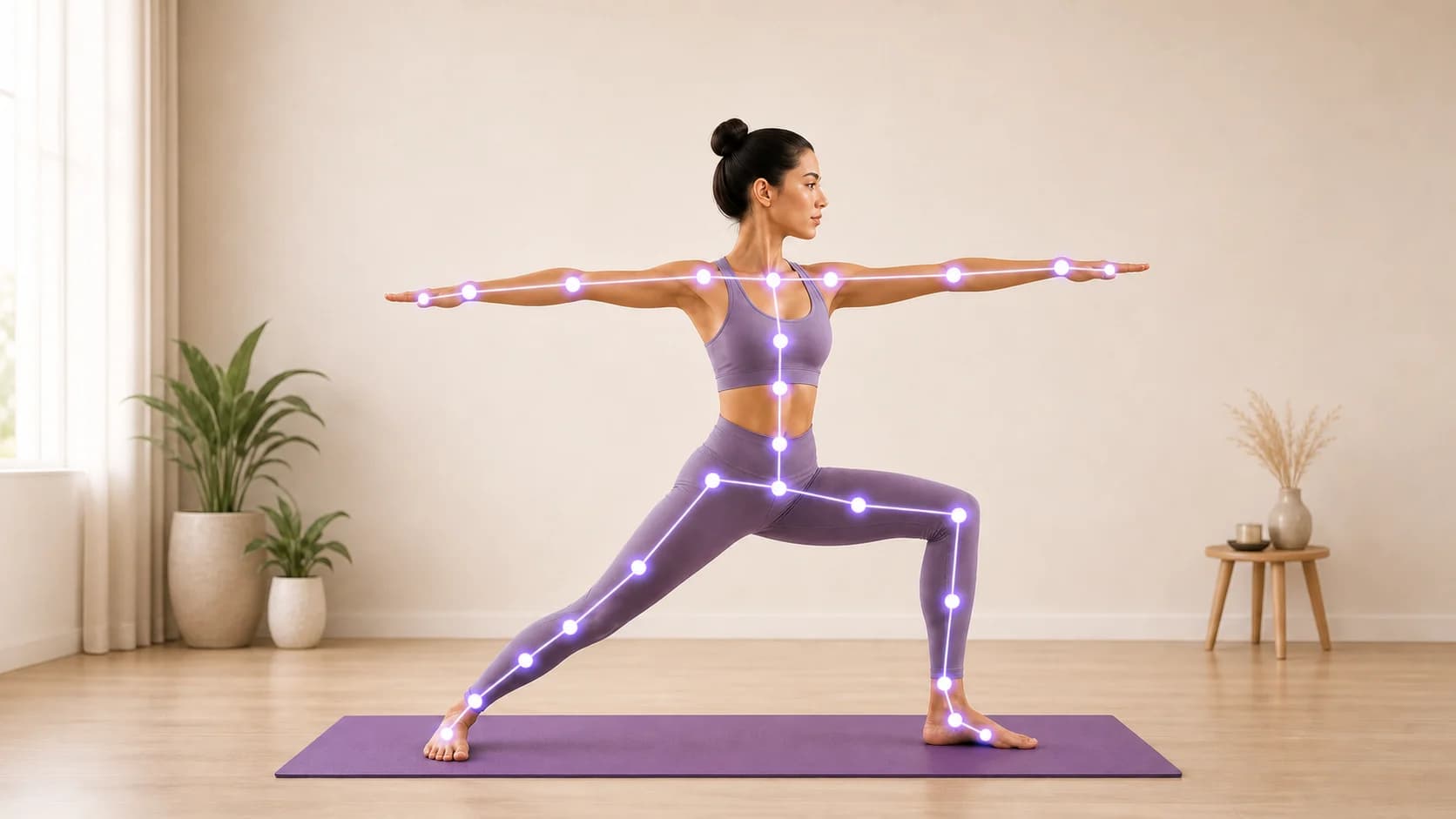 Warrior II practice on Yogin
